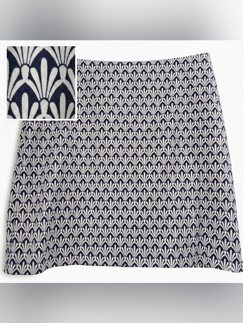 Talbots Navy Blue & White Gatsby Art Deco Mini Skirt Size 12